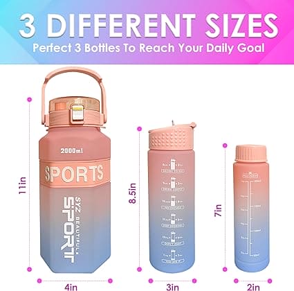 Set Of 3 Sport Water Bottle With Straw, Modernist Ombre Letter Graphic Drinking Bottle, Outdoor Gradient Drink Bottle, Large Capacity Water Dispenser Bottle Set Of 3 Sport Water Bottle With Straw, Modernist Ombre Letter Graphic Drinking Bottle, Outdoor Gradient Drink Bottle, Large Capacity Water Dispenser Bottle